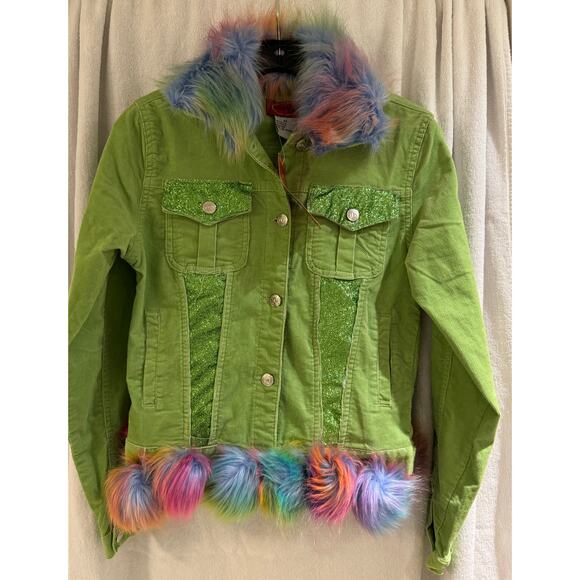 Milly Jeans Women's Jacket M Green/Embellished Curdory - Picture 1 of 8